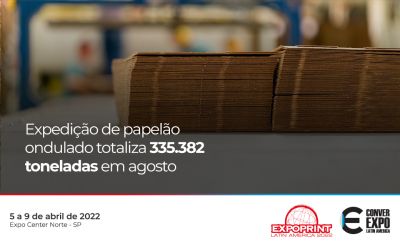 Expedição de papelão ondulado totaliza 335.382 toneladas em agosto de 2021